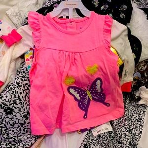 2 piece shorts and shirt matching set pink and purple
